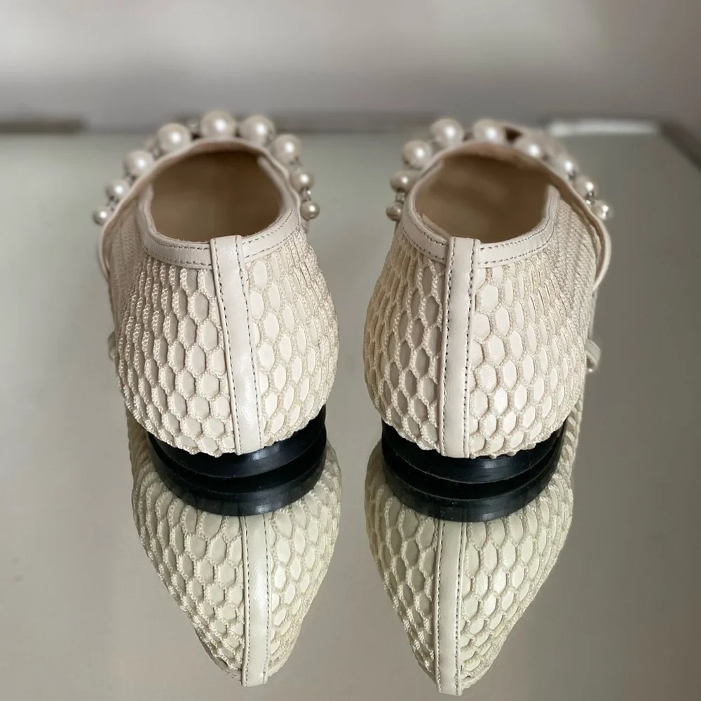 Like new JIMMY CHOO Ade Fishnet Ballet Flats 38.5 Mary Jane - Picture 8 of 12